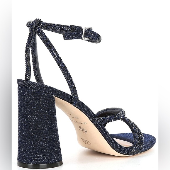 Blue Rhinestone Block Heels - Picture 4 of 15